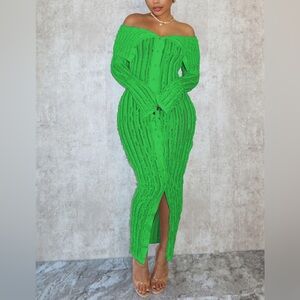 GreenTemptress Off-Shoulder Maxi